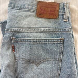 Levi's light blue denim jeans with leather patch
